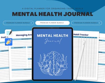 Mental Health Journal, Printable Mental Health Planner, Anxiety Mood Tracker, Digital Template, Bullet Journal