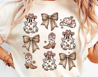 Cowgirl Ghost T-Shirt | Retro Western Fall Tee | Spooky Cute Boho Shirt | Country Girl Aesthetic Top | Halloween Graphic Tee | Handmade Gift