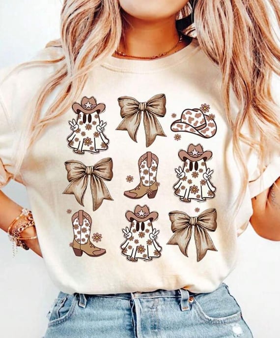 Cowgirl Ghost T-Shirt | Retro Western Fall Tee | Spooky Cute Boho Shirt | Country Girl Aesthetic Top | Halloween Graphic Tee | Handmade Gift