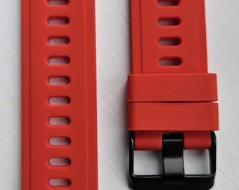 Correa de reloj de silicona roja de 22 mm – Correa deportiva impermeable – Correa de repuesto suave de liberación rápida