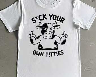 Funny Rude Cow Shirt: Offensive Middle Finger Graphic Tee
