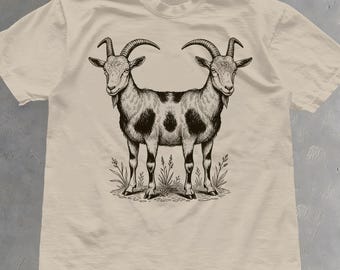 Two Headed Goat Shirt - Vintage Oddities Graphic Tee - Gothic T-Shirt