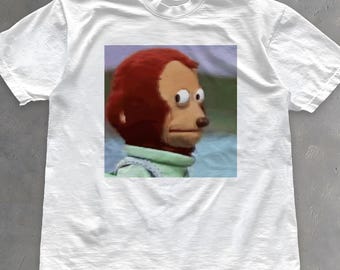 Monkey Puppet Meme Shirt - Awkward Side Eye Monkey T-Shirt - Unisex Cotton Tee