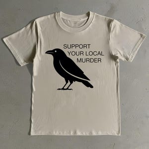 Funny Crow Shirt: Vintage Raven Graphic - Gothic Halloween Style
