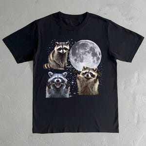 Three Raccoon Vintage Graphic Shirt - Retro Raccoon Shirt - Comfort Colors - Raccoon Moon T-Shirt - Animal Lover Gift
