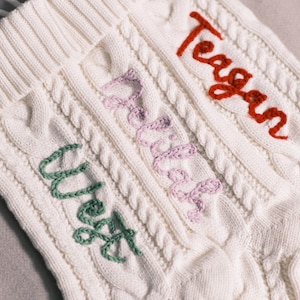 Knit Christmas Stocking – Custom Embroidery | Traditional Holiday Mantel Decor