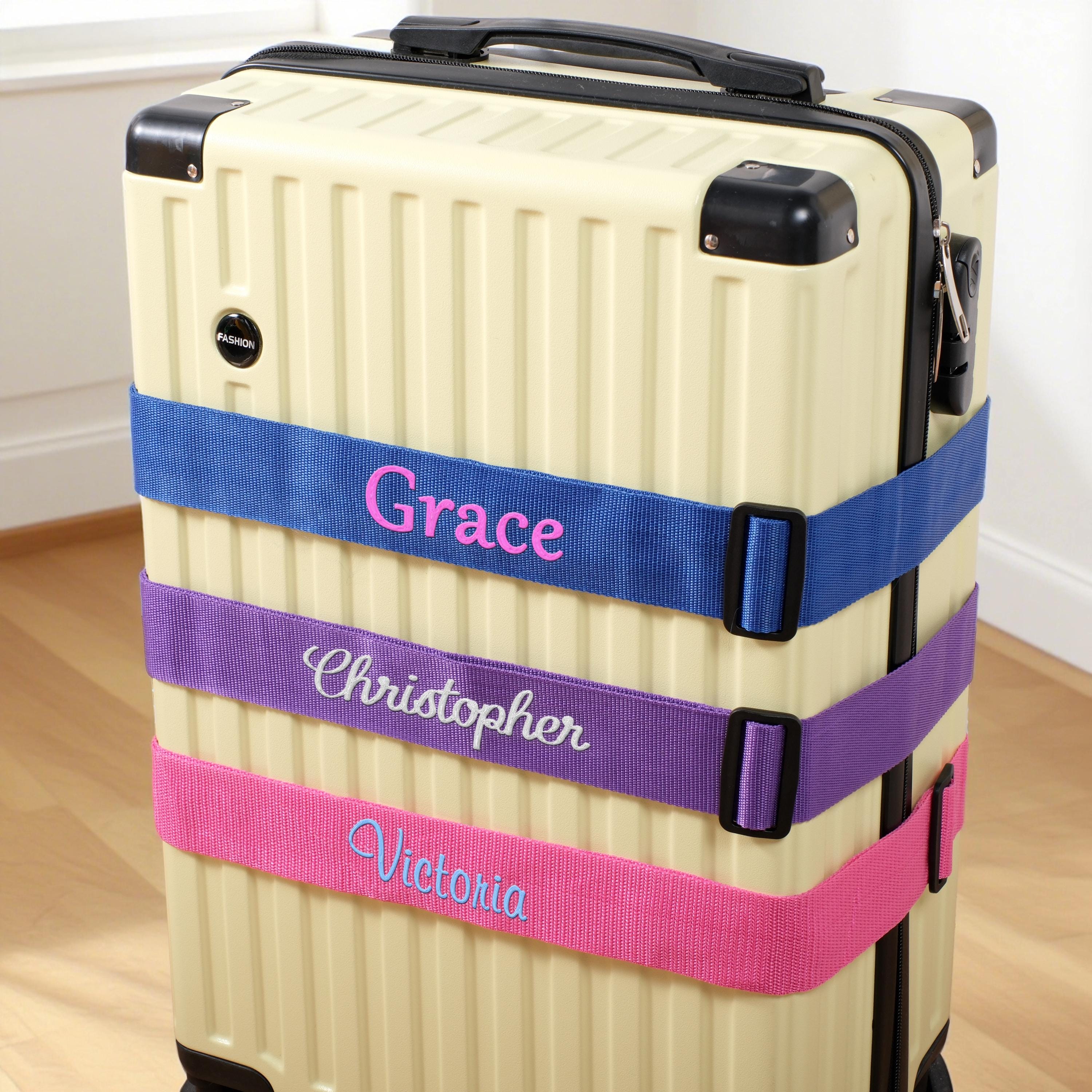 thumbnail image 2 of Personalised Luggage Straps For Suitcases, Embroidered Name/Text... 2 of 12
