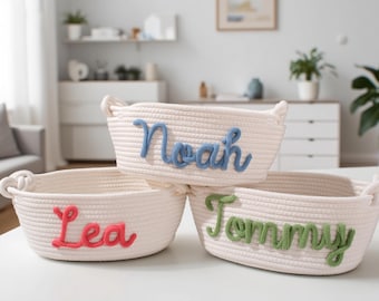 Personalisierter Baby Namen Korb - Individuell handgefertigter Organizer für Kinderzimmer oder Geschenke