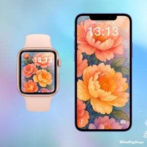Peony Watercolor Floral Apple Watch & iPhone Wallpaper