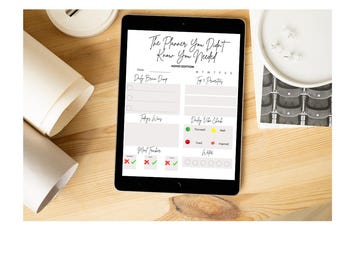 ADHD Daglig Digital Planner Rosa Minimalistisk Utskrivbar Odaterad PDF Hjärndump Prioriteringar Måltids- och Humörspårare