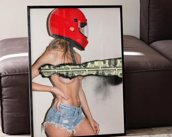 Hypebeast Racing Girl Art Print | Modern Money Poster (Digital Download)