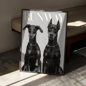 Runway Doberman Dog Poster | Luxury Trendy Modern Aesthetic Art | Rich Fashion Digital Print | Fashion Magazine Style Wall Art | Hypebeast