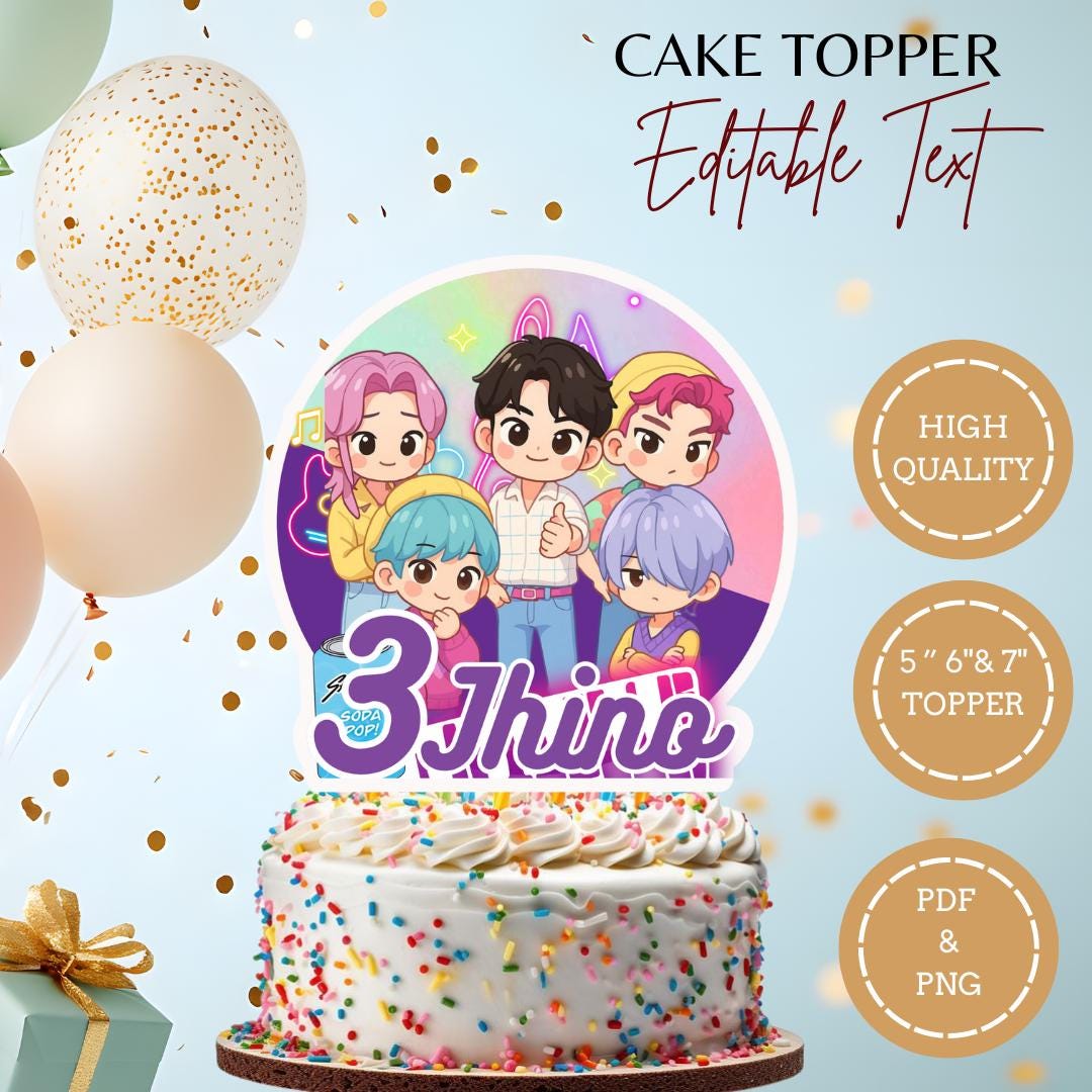 Editable Saja Boys Cake Topper Soda Pop Birthday Decor Demon Cake ...
