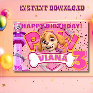 Backdrop heroic dog Template: Paw Patrol Editable Party Banner (Digital Download, 24x36cm PDF Link)