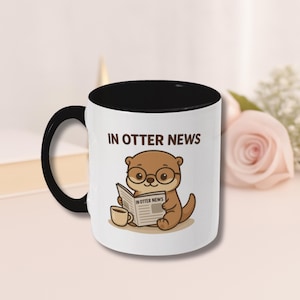 In Otter News-mok - grappige otterkoffiekop voor dierenliefhebbers - schattige kawaii-mok met otterwoordspeling