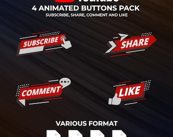 Animazione del pacchetto di pulsanti per YouTube e social media