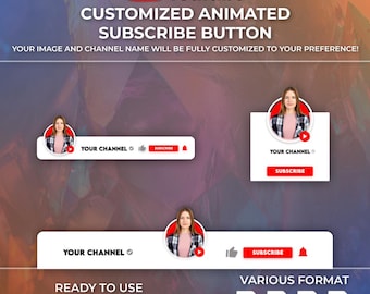 Pulsante di iscrizione a YouTube animato - Sovrapposizione video personalizzata (MP4, MOV, PNG)