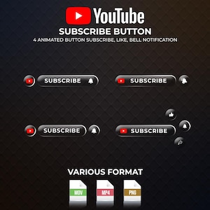 YouTube Subscribe Animation Pack: Like & Bell Icons - Transparent Video Overlays (Digital Download)