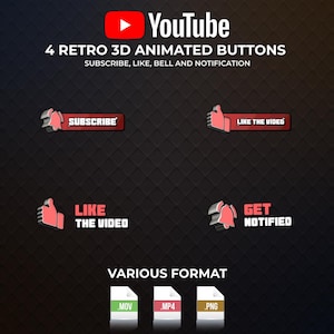 Animated YouTube Subscribe Buttons: Like & Bell Icons (Digital Download)