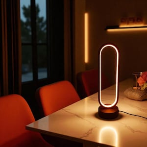 Modernes LED Ring-Nachtlicht - dimmbare Nachttischlampe für Schlafzimmer & Wohnzimmer, 3-Farben Touch Control Tischlampe