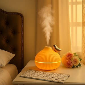 Onion Shape Humidifier Night Light | Quiet USB Aroma Diffuser | Creative Desktop Air Mist Maker | Office Bedroom Sleep Room Decor Gift