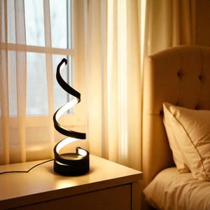 Spiral LED Night Light, Dimmable 3 Color Table Lamp, Modern Desk Light, USB Bedside Lamp, Bedroom Living Room Office Decor Gift