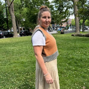 Colour block vest - Orange - Brown - Vest - Top - Knit - Hand knit - Handmade