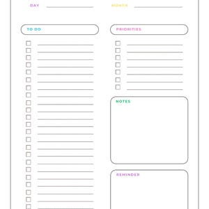 Puede incluir: Un bloc de notas blanco de Hyper-Focus List con un encabezado colorido. El bloc de notas incluye secciones para una lista de tareas, prioridades, notas y recordatorios. El texto está en un degradado arcoíris y el bloc de notas tiene un diseño limpio y minimalista.