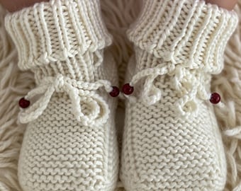 Knitted Wool Newborn Booties – Crochet Baby Slippers Socks, Shower Gift