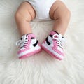 Crochet Baby Sneaker Booties \u2013 Handmade Pink High\u2011Top Infant Shoes - Newborn Baby Shower Gifts product logo