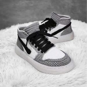 Adult Crochet Sneakers Slippers Socks- Custom JD Style Shoes High Tops |  Knitted Plush Booties for Men & Women