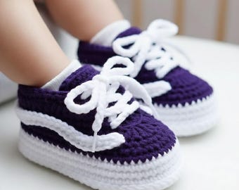 Gehäkelte Baby Sneaker Booties - handgefertigte Neugeborene Säuglinge Schuhe