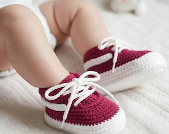 Crochet Newborn Baby Sneaker Booties – Handmade Comfy Rose Infant Shoes