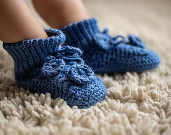 Hand Knitted Wool Baby Booties – Crochet Newborn Slippers, Baby Shower Gift