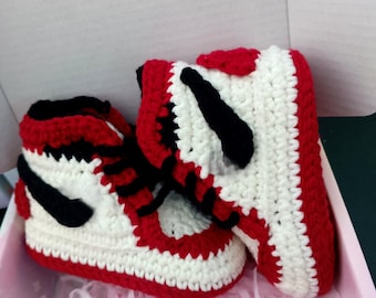 Crochet Infant NewBorn Baby Hight Top Sneaker Booties – Handmade Baby Shower Gifts