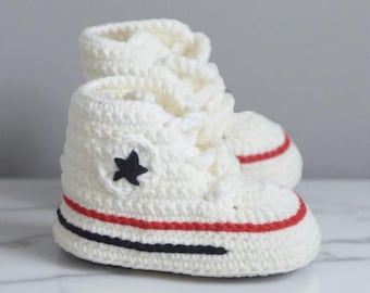 Handmade Crochet Baby Sneaker Booties – Newborn Gift