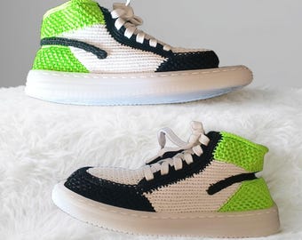 Comfy Crochet Sneaker Adult Slippers: Handmade High-Top Indoor Footwear Booties