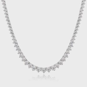 Round Cut Moissanite Graduated Tennis Necklace, Three Prong Moissanite Necklace for Women