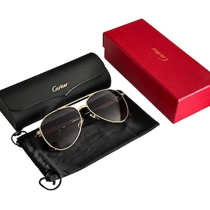 Cartier Unisex Sunglasses Aviator Gold Frame Gold/Grey DOUCY0068S
