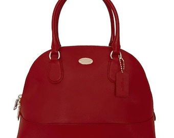 Vintage Coach Pelham Zip 9958 Red Leather Brass Top Handle Handbag