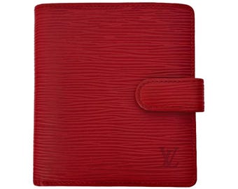 Louis Vuitton Royal Red Epi Leather Men’s Bi Fold Wallet With Buckle A Rank
