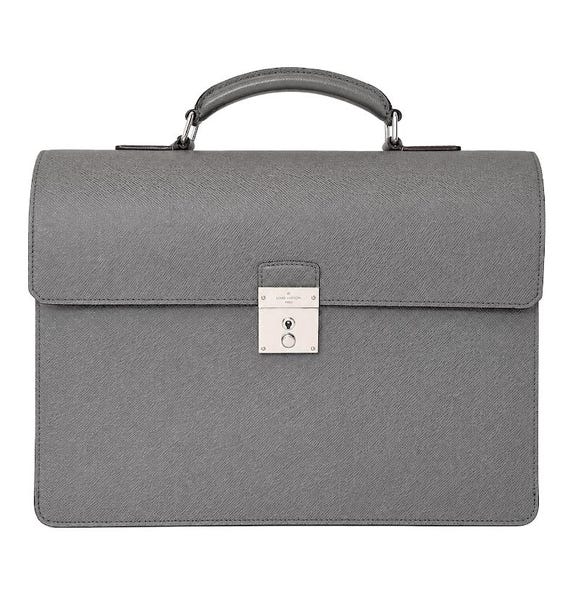 Louis Vuitton Taiga Leather Briefcase Robusto Gray Business Portfolio Mens Luxury Work Bag