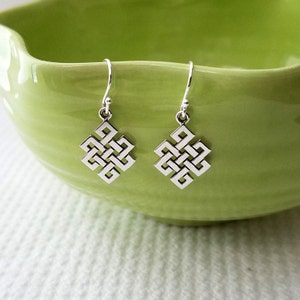 Endless Knot Dangle Earrings, Celtic Knot Earrings, Infinity Knot Earrings, Sterling Silver Endless Knot Earrings, Silver Dangle Earrings