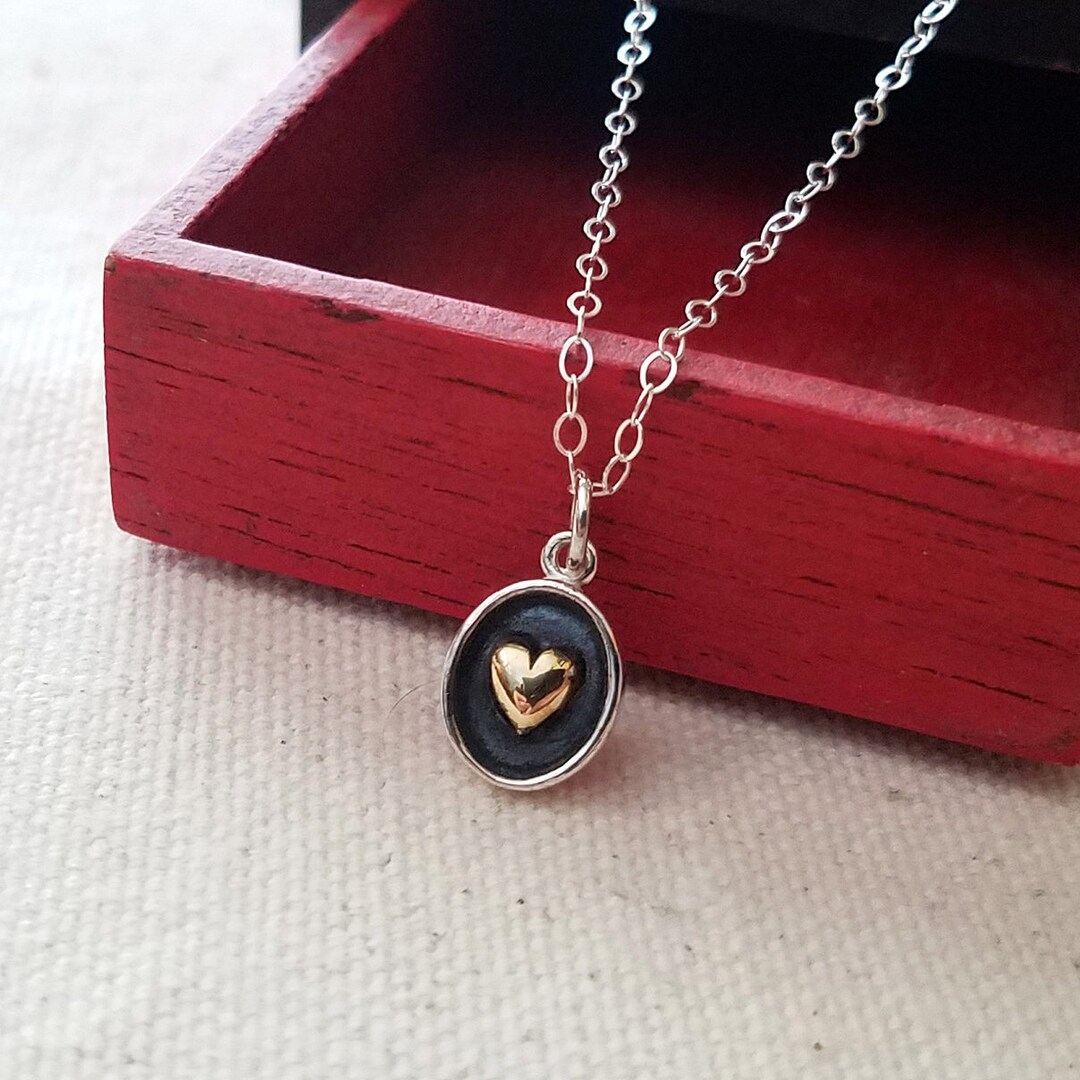 Small Heart Necklace, Sterling Silver Heart Necklace, Rustic Wedding