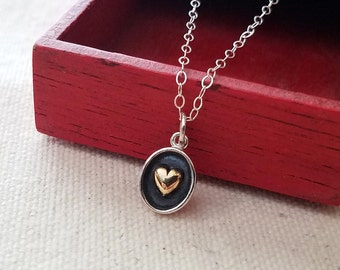 Small Heart Necklace, Sterling Silver Heart Necklace, Rustic Wedding Jewelry, Bridesmaid Gift, Dainty Heart Jewelry, Heart Jewelry