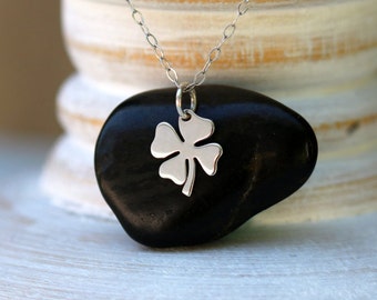 Four Leaf Clover Necklace, Sterling Silver Clover Necklace, Clover Charm Necklace, Four Leaf Clover Jewelry, Silver Good Luck Charm Necklace