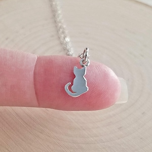 Tiny Cat Necklace, Sterling Silver Tiny Cat Necklace, Cat Lover Necklace, Cat Charm Necklace, Tiny Cat Pendant, Gift for Cat Lovers