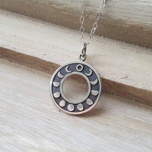 Moon Phase Necklace, Sterling Silver Moon Phase Necklace, Celestial Jewelry, Lunar Necklace, Sterling Silver Moon Necklace, Moon Jewelry