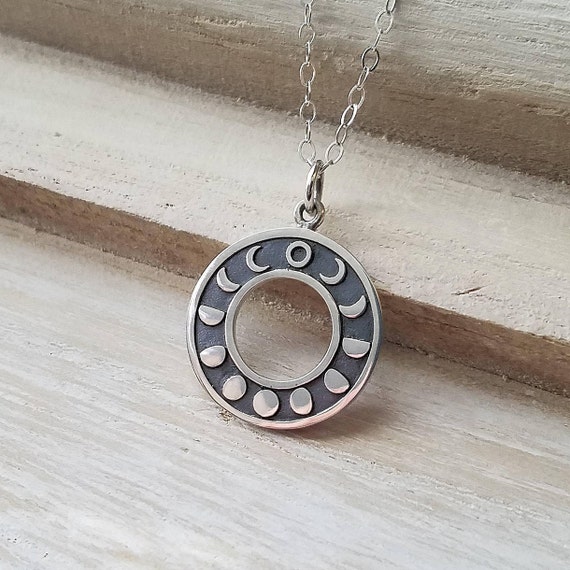 Sterling Silver Moon Phase Celestial Pendant Sterling Silver Moon Phase Celestial Pendant