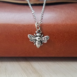 Honey Bee Necklace, Sterling Silver Bee Necklace, Bee Jewelry, Tiny Bee Necklace, Bumble Bee Necklace, Honey Bee Jewelry, Queen Bee Necklace